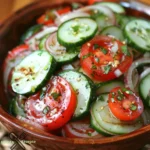 Eingelegter Gurken-Zwiebel- und Tomatensalat