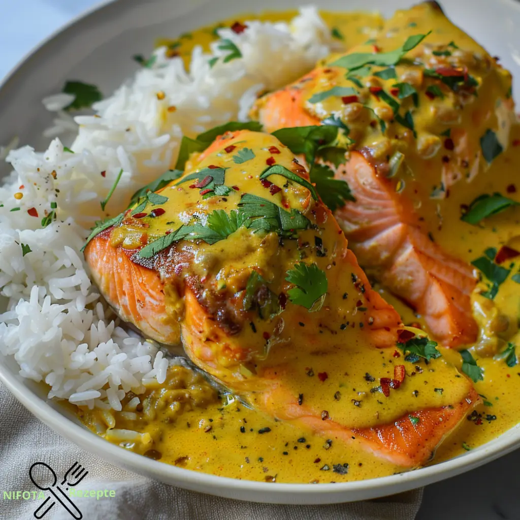 Gebackener Kokos-Curry-Lachs