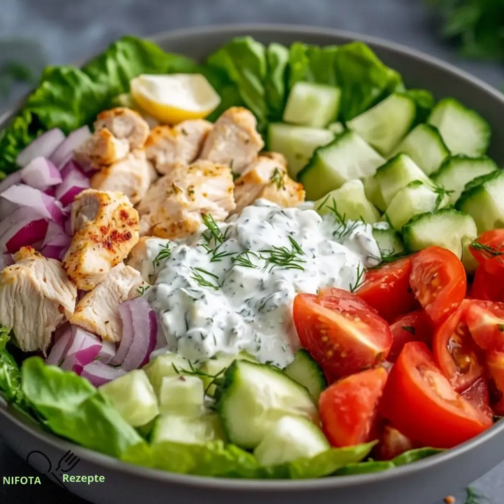 Griechische Hähnchen-Tzatziki Bowl