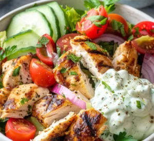 Griechischer Hähnchensalat mit Tzatziki