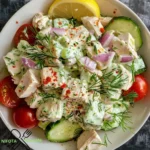 Hier ist das Rezept für die griechische Hühnersalat mit Tzatziki!