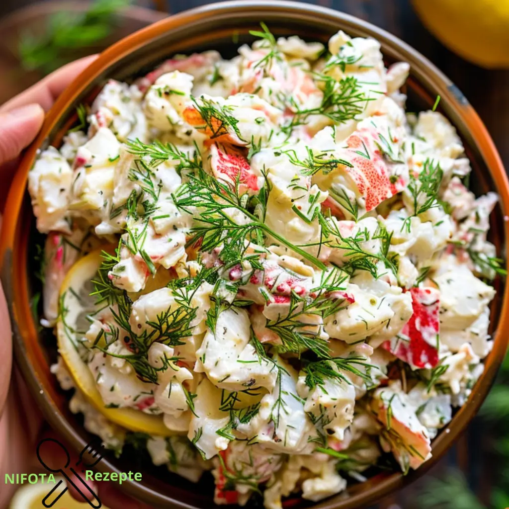 Krabbensalat mit frischem Dill und Zitronensaft