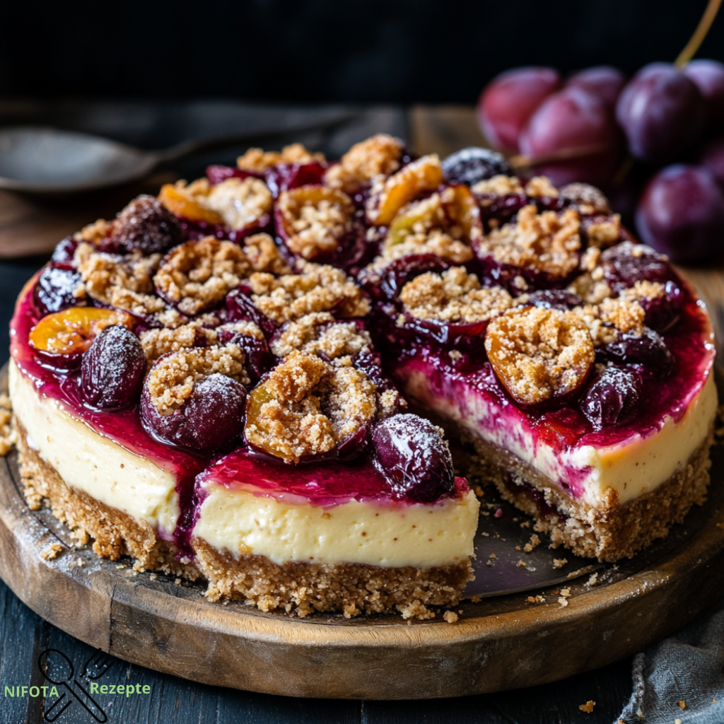 Nobless Pflaumen-Käsekuchen mit Streuseln