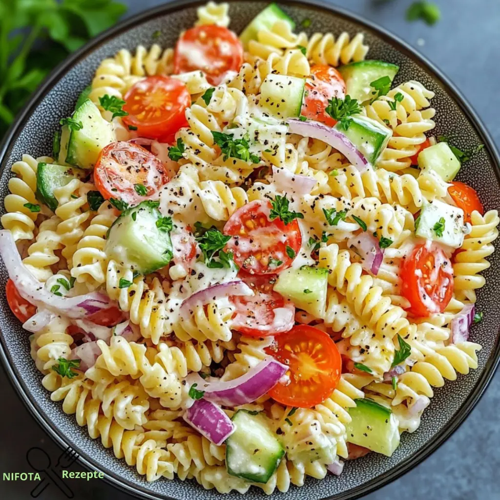 Pasta-Salat mit Joghurt-Dressing