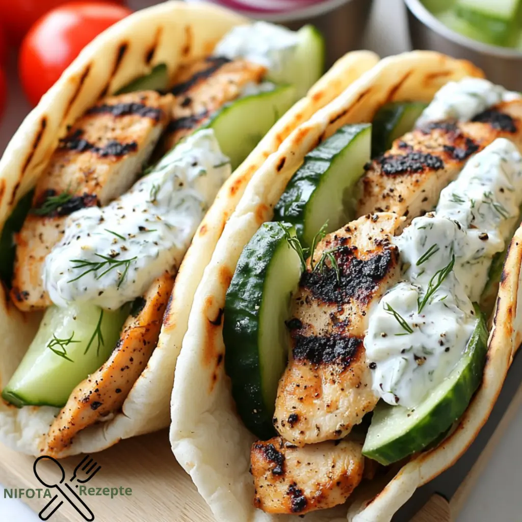 Mediterrane Hähnchen-Gyros mit cremigem Feta-Tzatziki