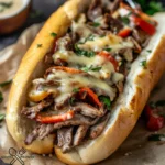 Philly Cheesesteak Sandwich mit Paprika und Pilzen