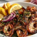 Zarter, gegrillter Oktopus mit mediterranen Aromen