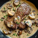 Zartes-Steak-Diane-mit-cremiger-Pilz-Sauce