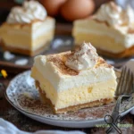 Käsekuchen mit Vanillepudding und Eischnee