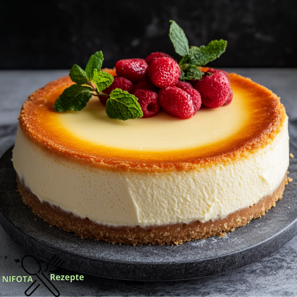 Käsekuchen mit Butterkeksboden