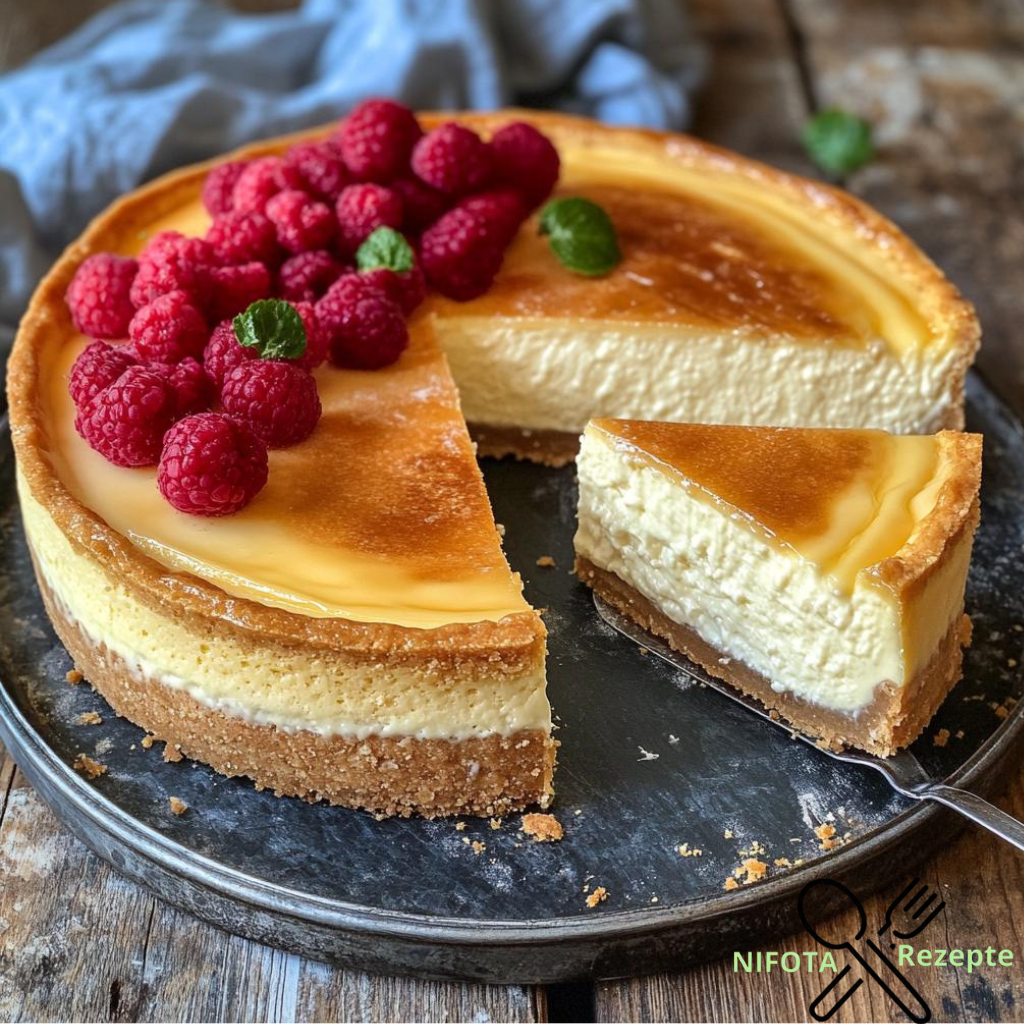 Omas Käsekuchen mit Mürbeteigboden