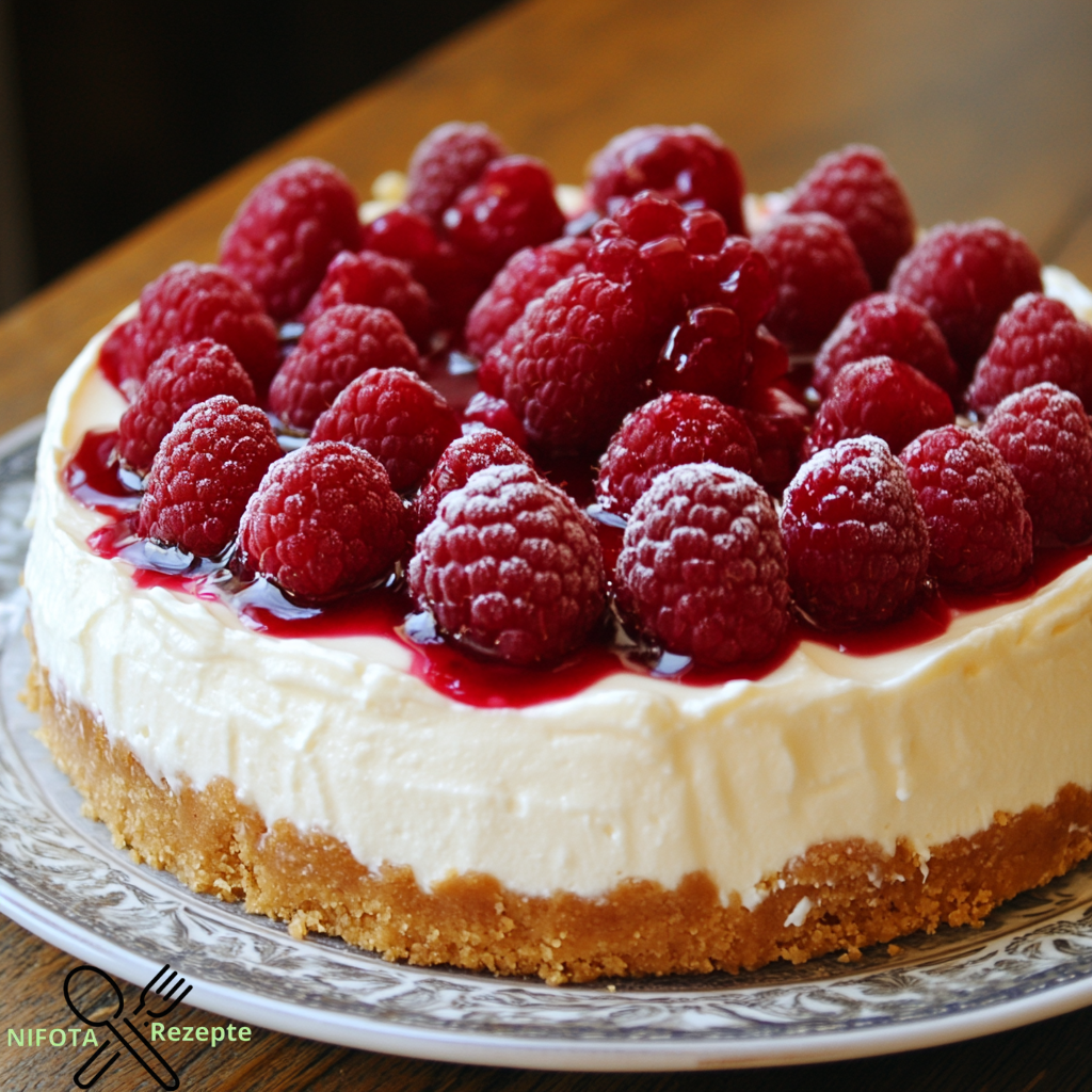 himmlischer käsekuchen mit himbeeren