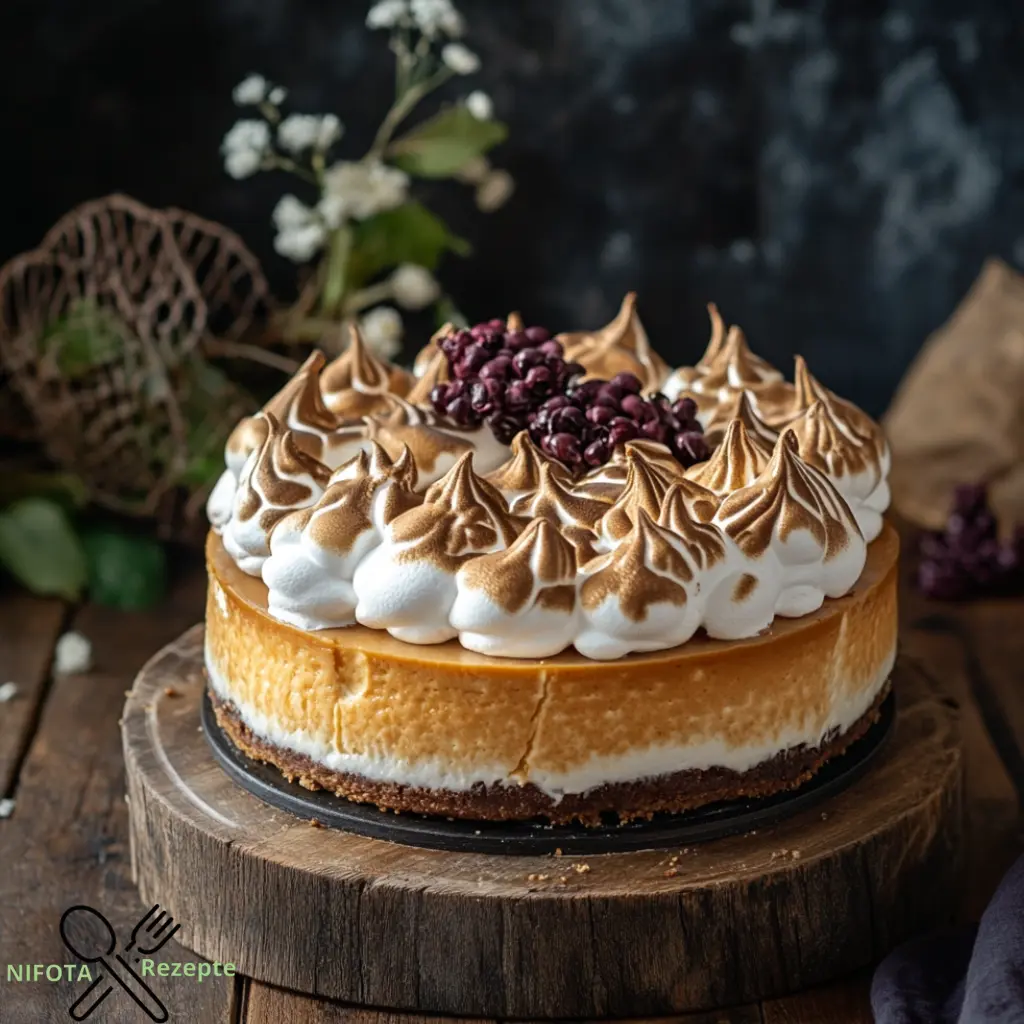 käsekuchen mit baiserhaube ohne boden