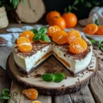 käsekuchen ohne boden mit vanillepudding und mandarinen