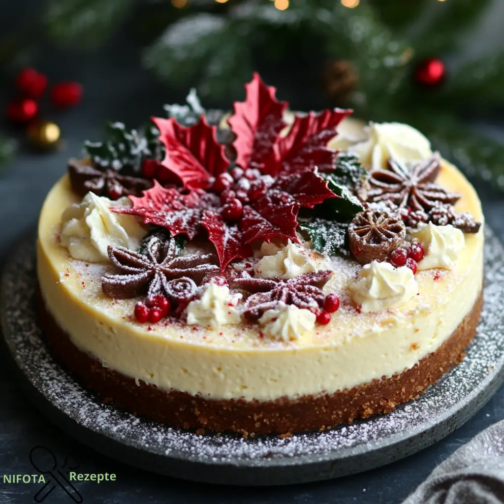 käsekuchen weihnachtlich dekorieren