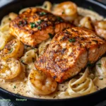 Cajun Lachs und Garnelen Alfredo