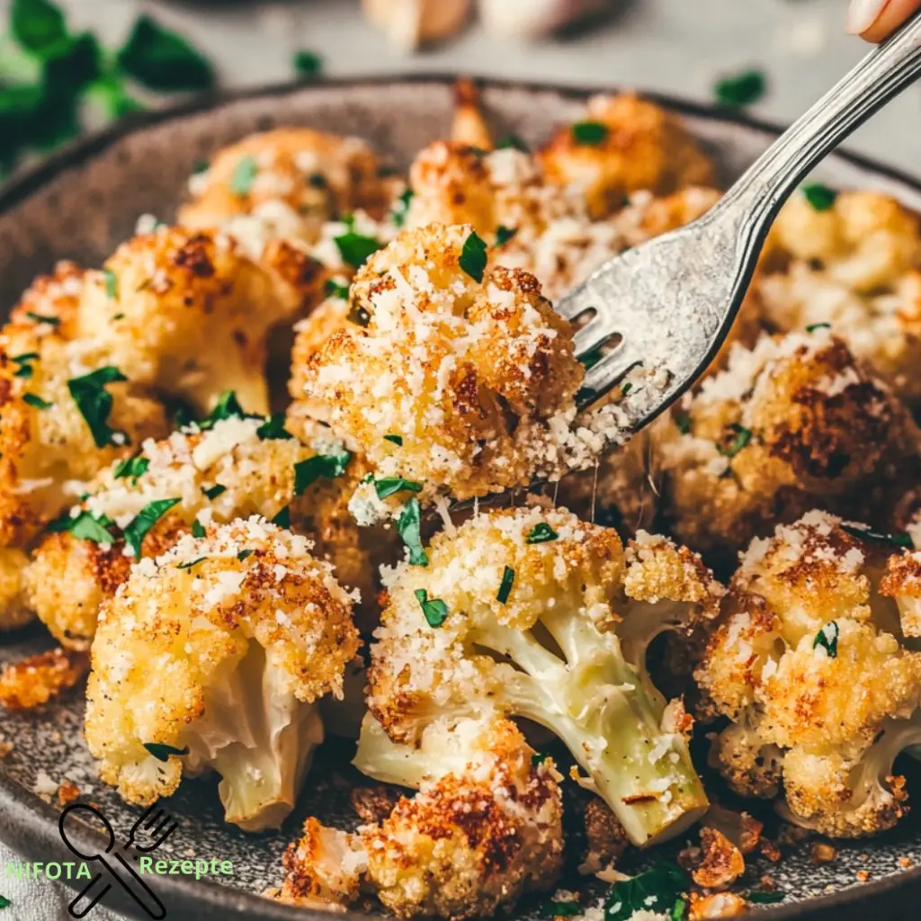 Gebackener Blumenkohl mit Knoblauch-Parmesan-Kruste