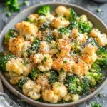 Gerösteter Blumenkohl und Brokkoli mit einer knusprigen Knoblauch-Parmesan-Kruste