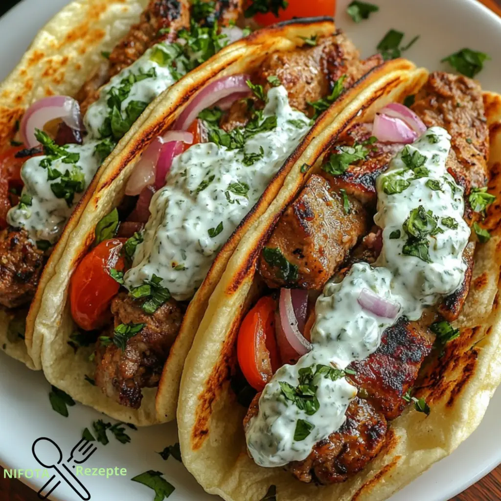 Griechische Gyros mit Tzatziki-Sauce