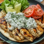 Hähnchen-Gyros mit cremiger Feta-Tzatziki-Sauce