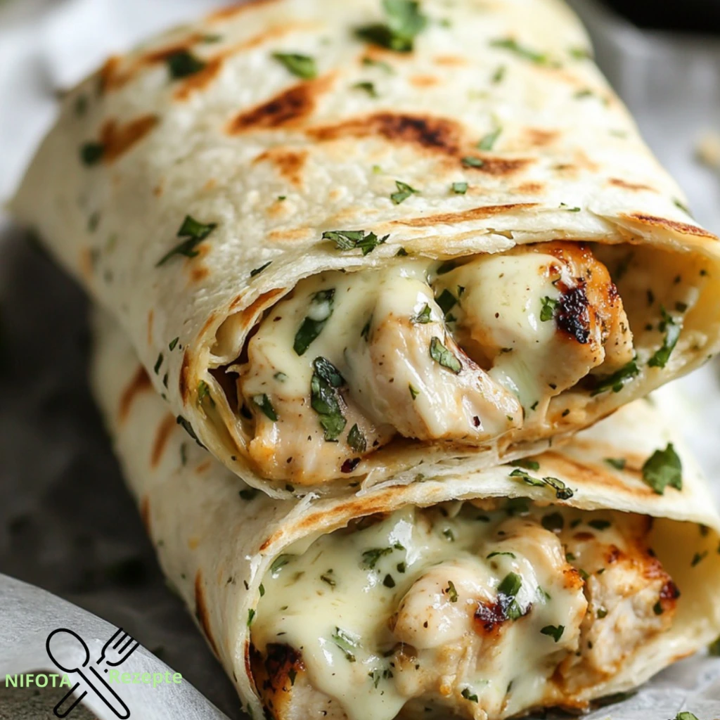 Käse-Knoblauch-Hühnchen-Wraps