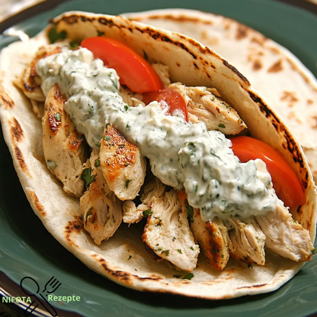 Mediterranes Hähnchen-Gyros mit cremigem Feta-Tzatziki