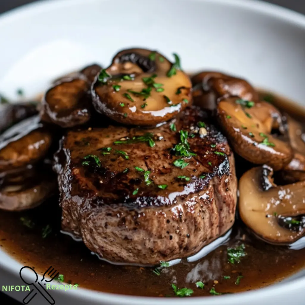 Saftiges Filet Mignon in einer köstlichen Marsala-Sauce mit Pilzen