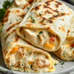 Zarte Knoblauch-Hähnchen-Wraps mit cremiger Käsefüllung