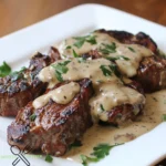 Zartes Ribeye-Steak in würziger Knoblauch-Cremesauce