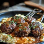 Zartes Salisbury Steak auf cremigem Kartoffelpüree