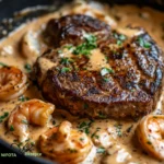 Zartes Steak mit würziger Cajun-Garnelen-Sahnesauce