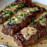 Steak mit Knoblauchcremesauce perfekt zubereiten.