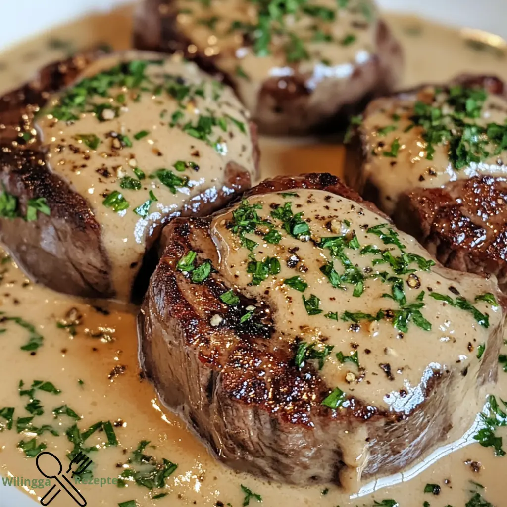 Zartes Rinderfilet in Cognac-Sahnesauce genießen!