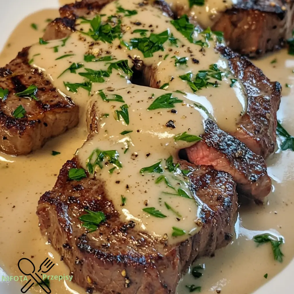 Steak mit Knoblauchcremesauce: Ein Genuss für Feinschmecker.