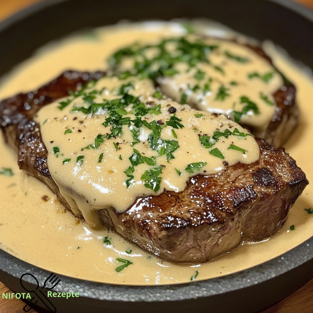 Steak mit Knoblauchrahmsoße