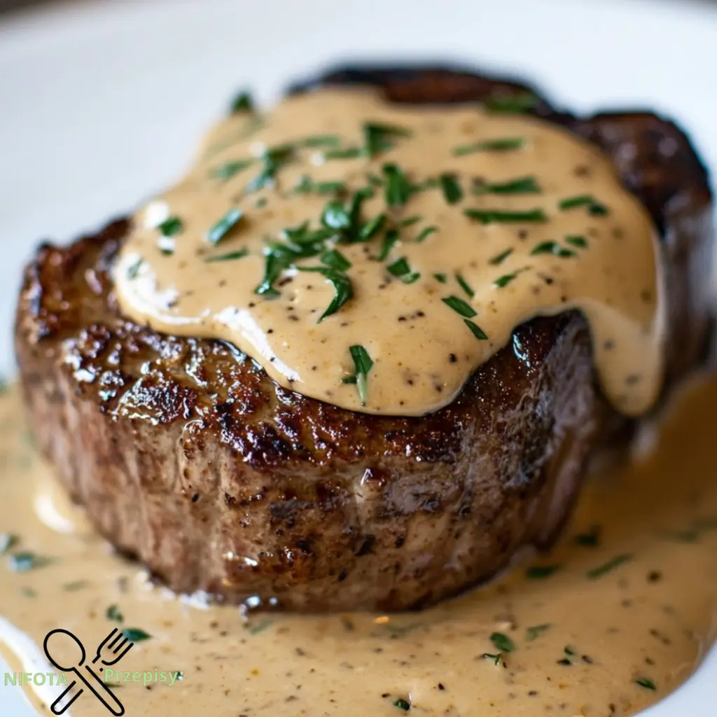 Zartes Filet Mignon mit sahniger Parmesan-Senf-Sauce genießen.