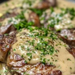 Steak mit Knoblauchcremesauce: Ein Genuss für Feinschmecker.