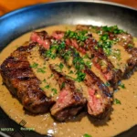 Saftiges Bavette-Steak in reichhaltiger whiskeyinfundierter Knoblauchcreme