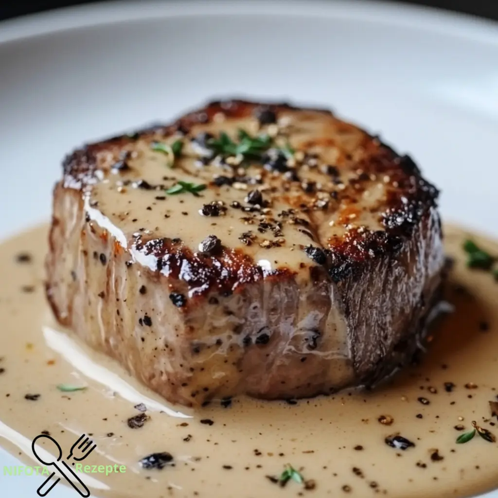 Gebratenes Filet mit Schalotten-Pfefferrahmsauce