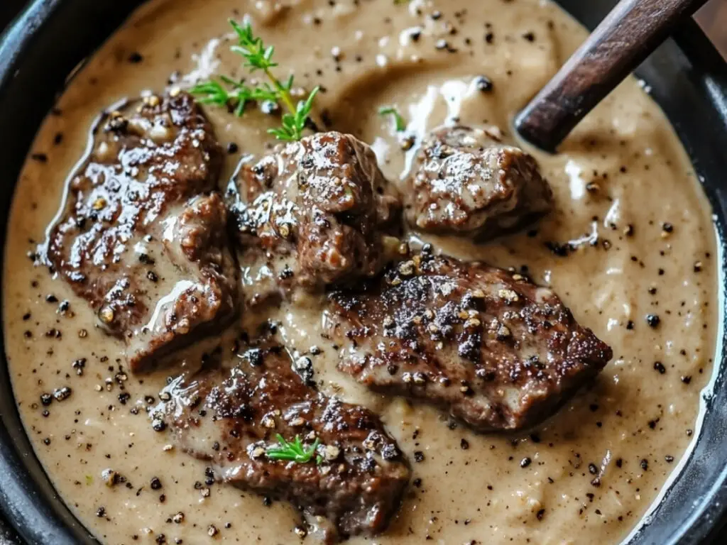 Klassische einfache Pfeffersauce für Steak, Hähnchen oder Pasta