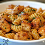 Knoblauchbutter-Hühnchenbissen mit cremiger Parmesan-Pasta