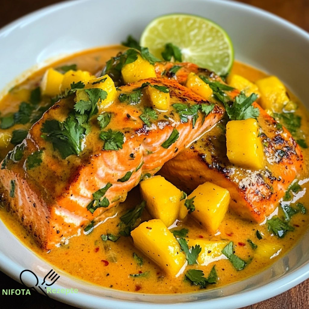 Kokosnuss-Curry-Lachs mit Mango