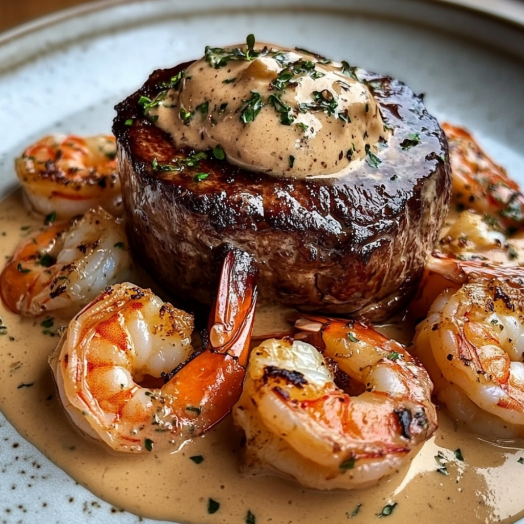 Dekadentes Filet Mignon mit Garnelen und Hummer genießen.